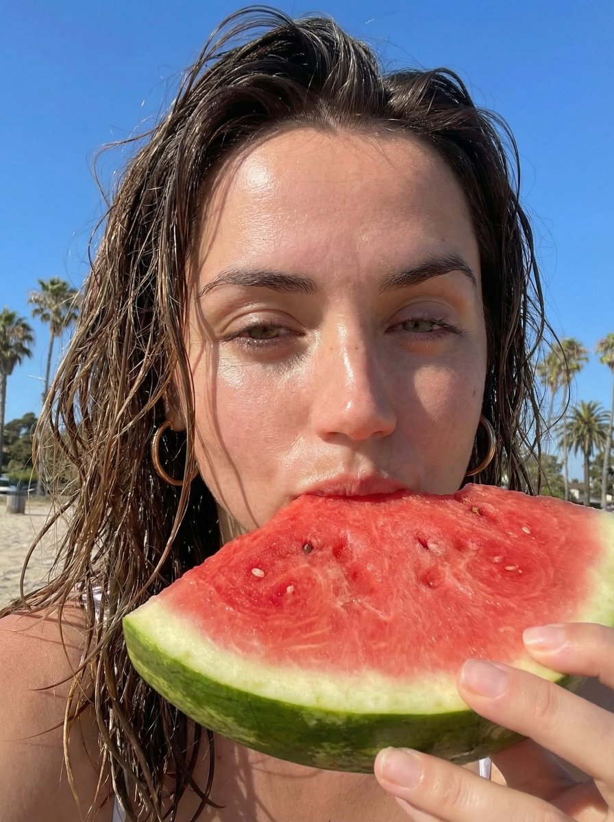 Outdoor Summer Watermelon Selfie (Detailed JSON) — example 3