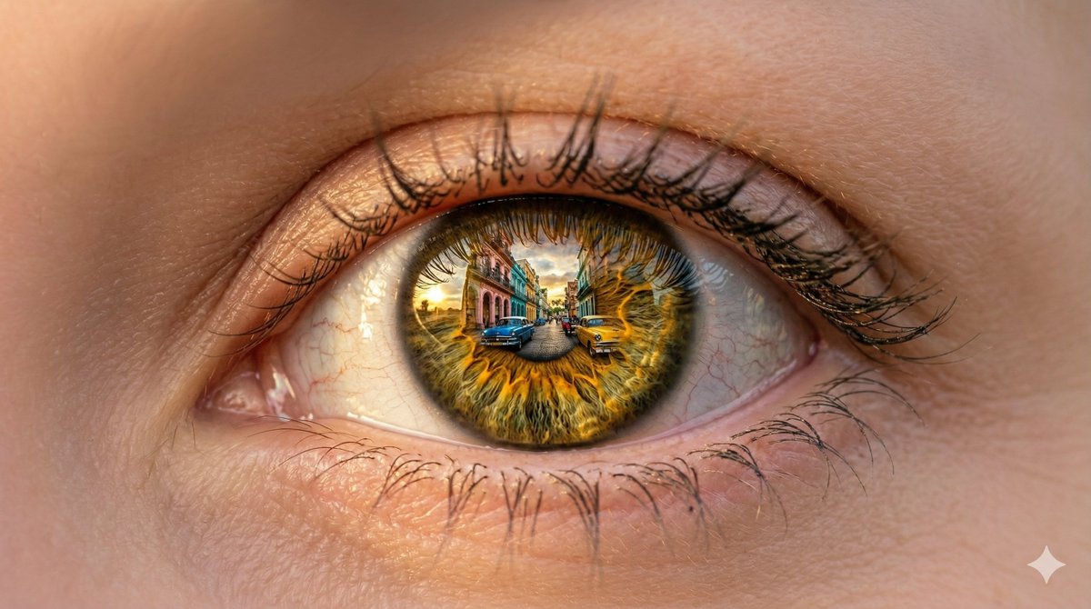 Macro Eye Portrait with Havana Reflection — example 1