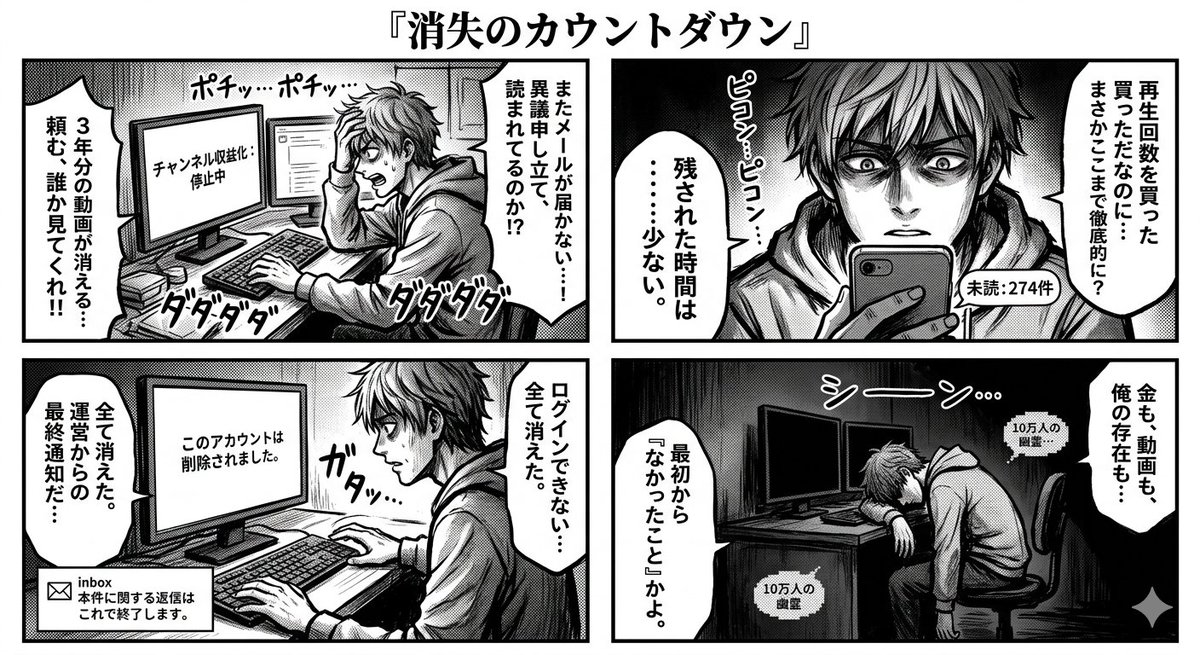 Four-Panel Manga: Countdown to Disappearance — example 1