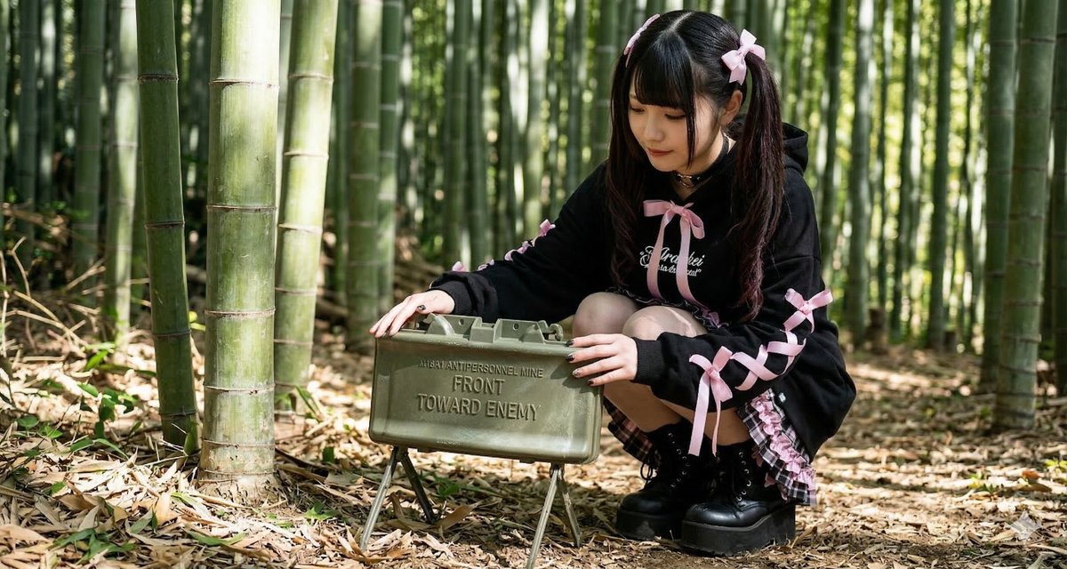 Jirai-kei Girl with Claymore in Bamboo Forest — example 1