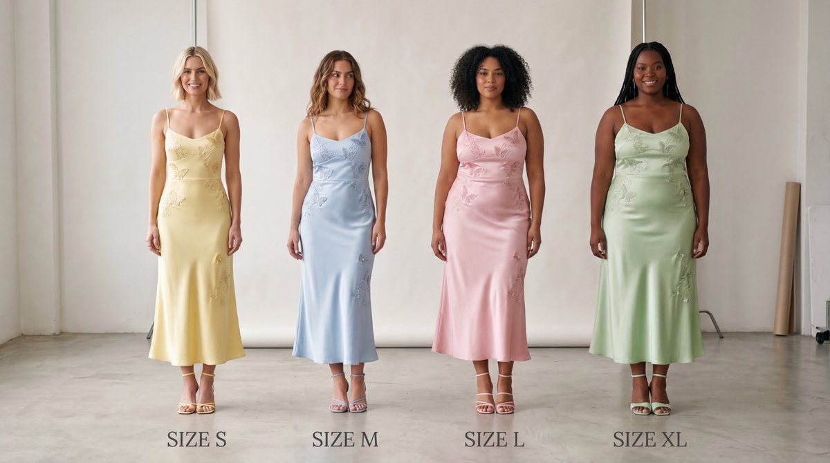 Realistic Size Range Fashion Lineup — example 1