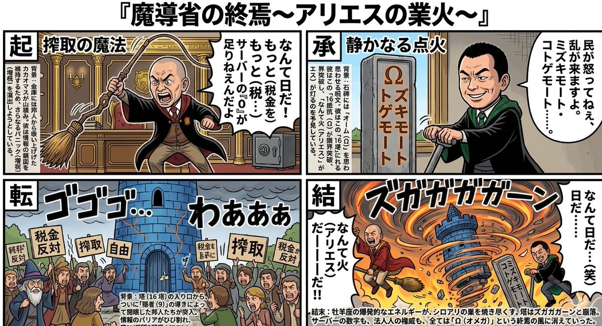 Four-Panel Manga: The End of the Magic Ministry — example 1