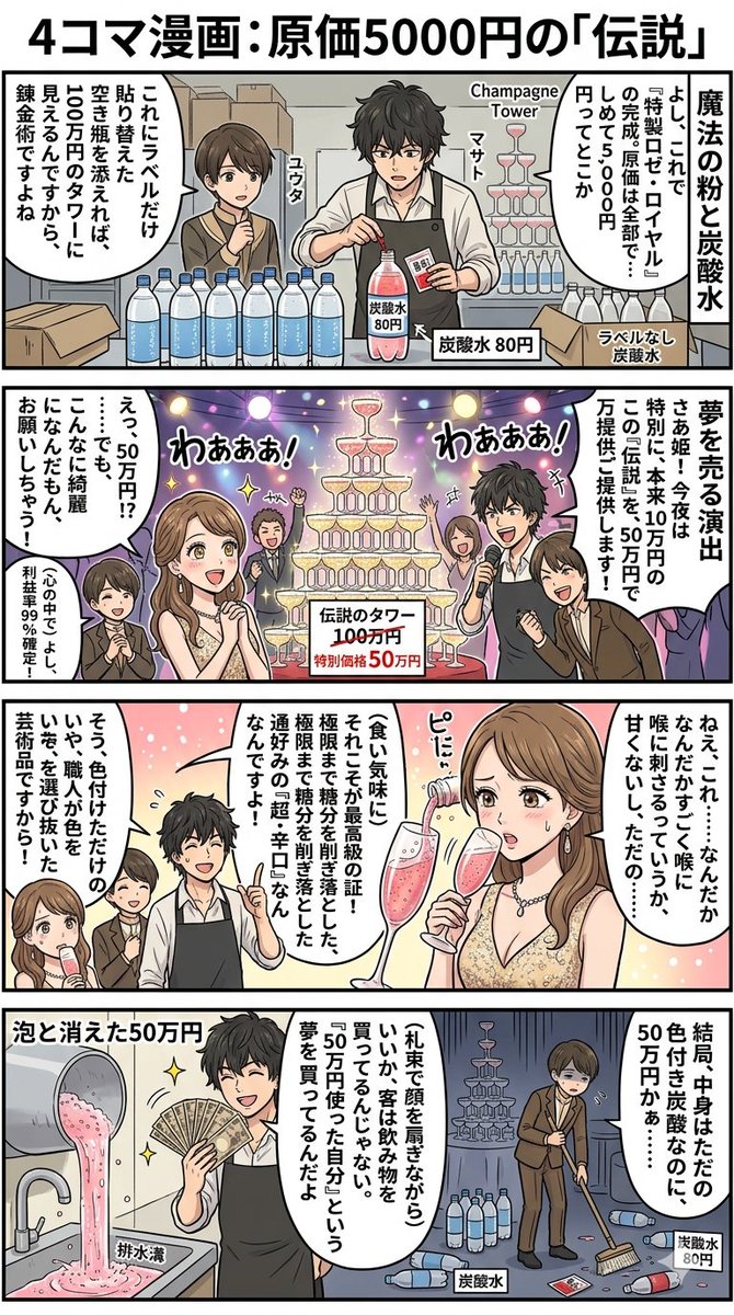 Four-Panel Manga: The Legend of the 5000 Yen Cost — example 1