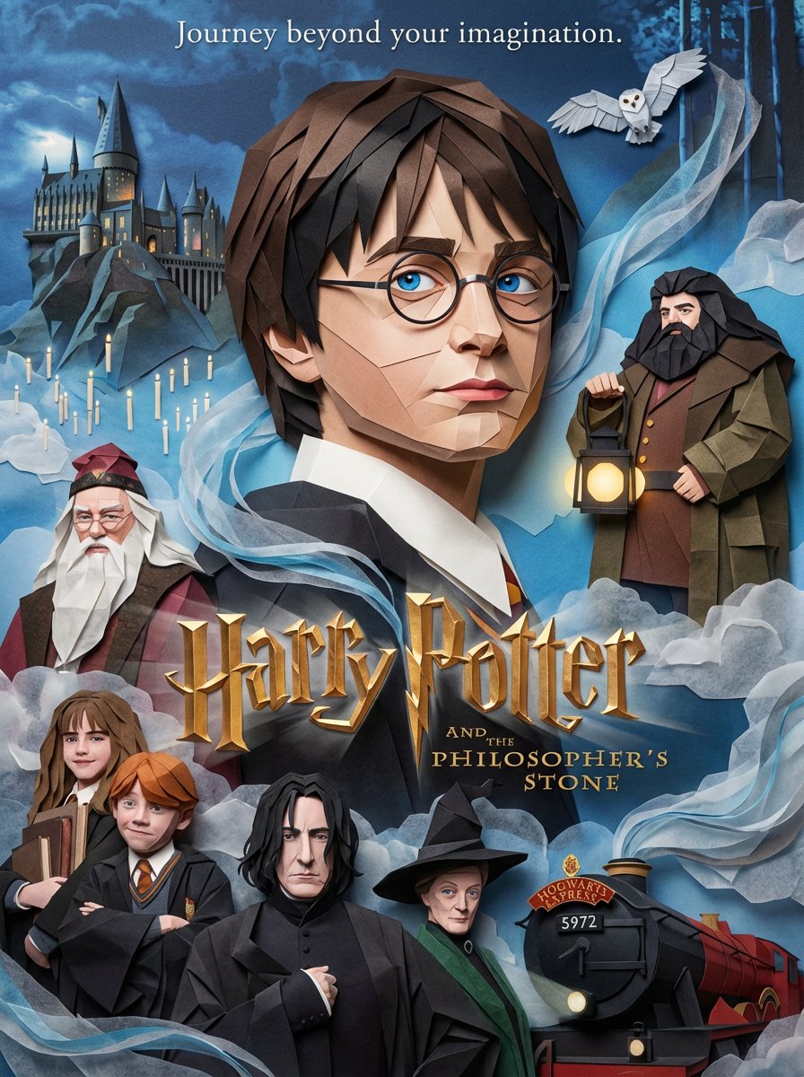 Origami Paper Craft Movie Poster Transformation — example 1