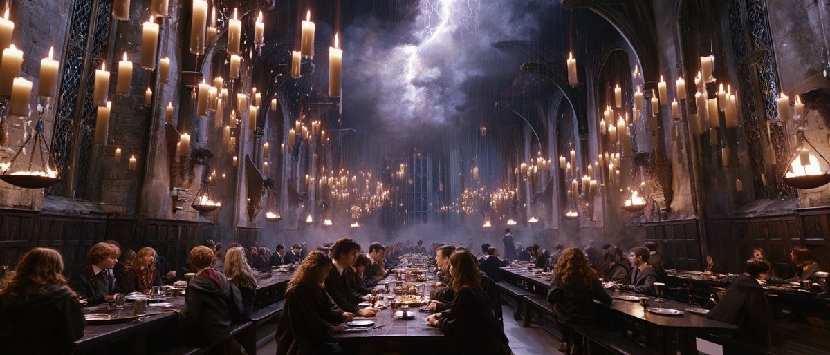 Hogwarts Great Hall during a thunderstorm — example 2