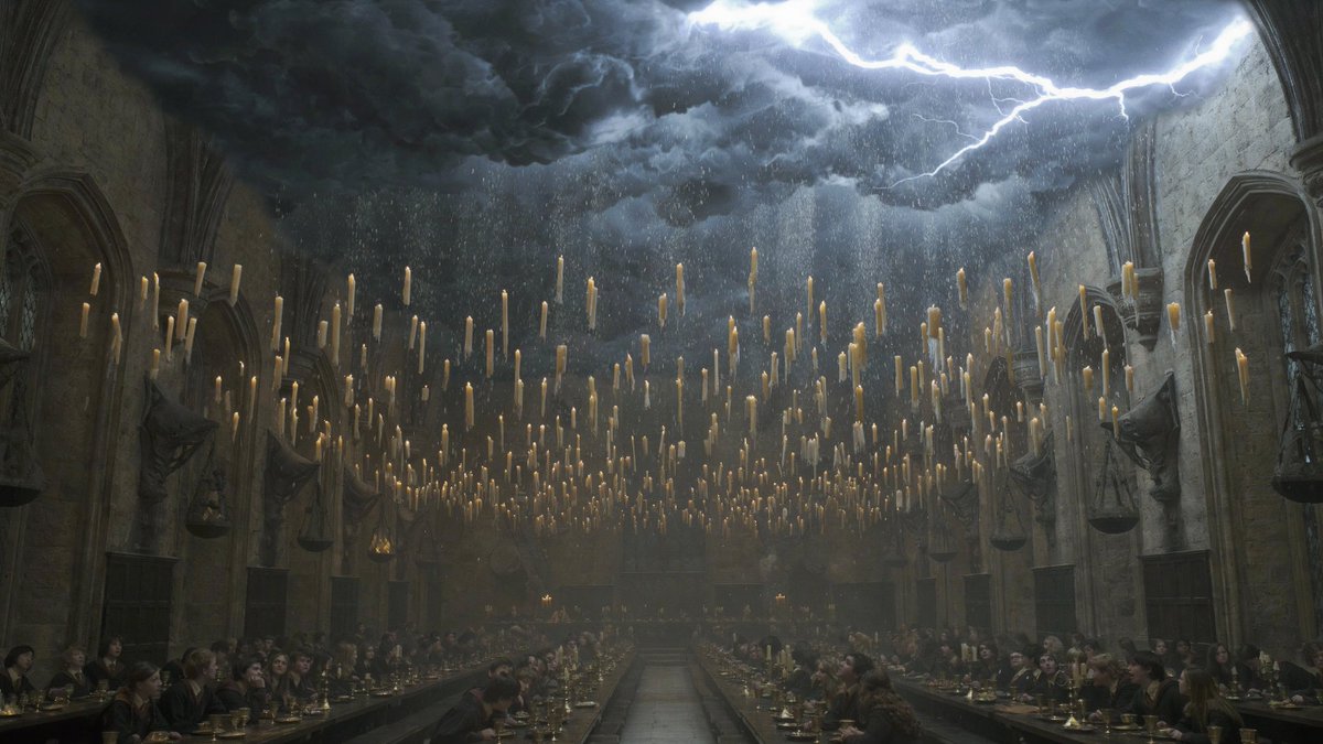 Hogwarts Great Hall during a thunderstorm — example 3