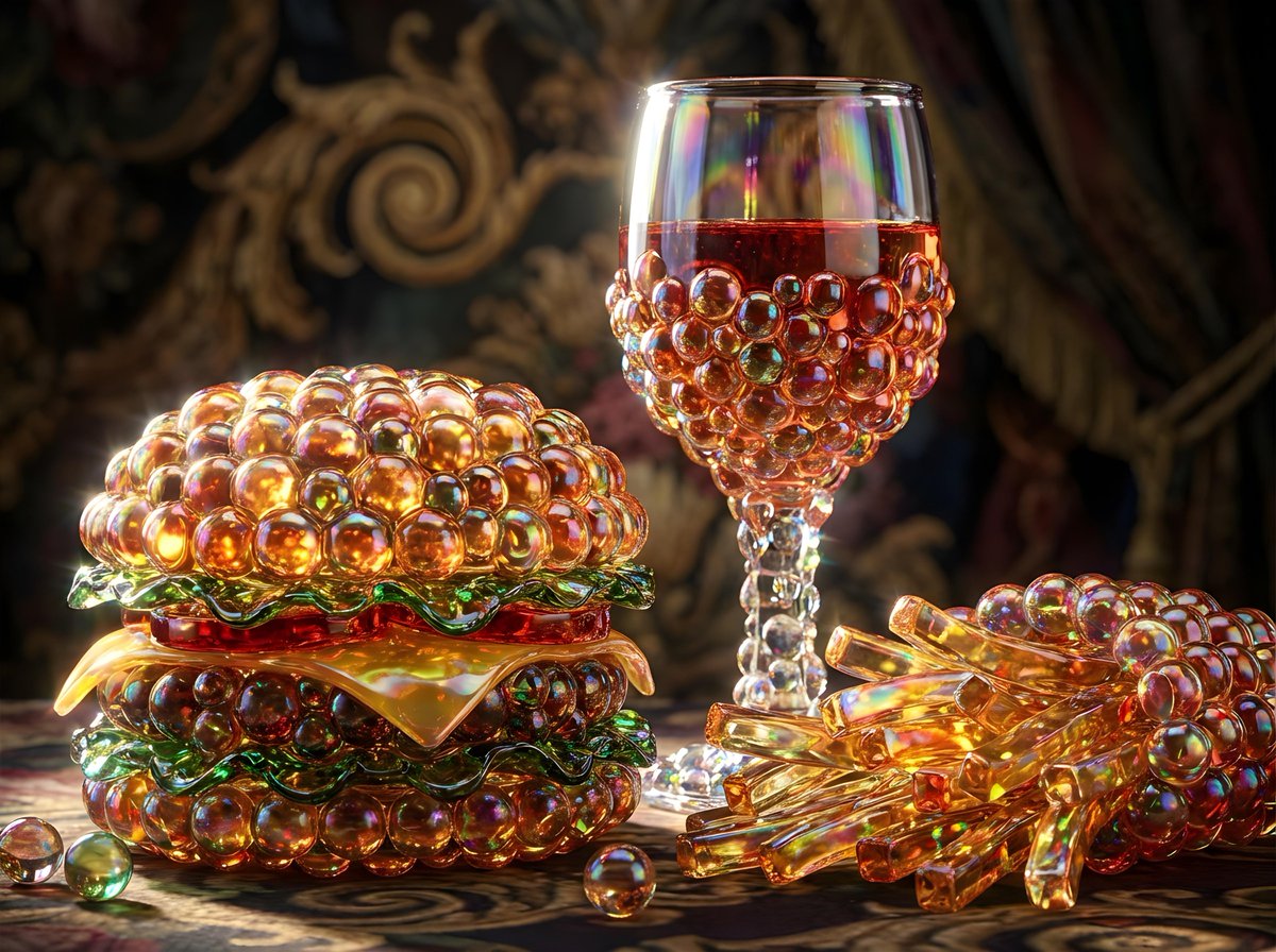 Bubbly Cheeseburger Still Life Prompt