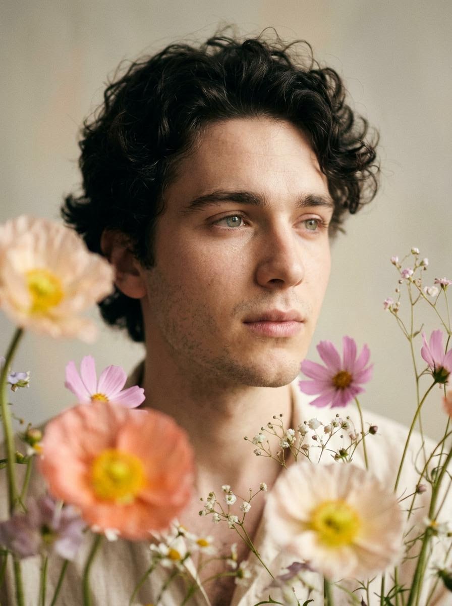 Soft Artistic Portrait with Flowers Prompt for Nano Banana 2 — example 2