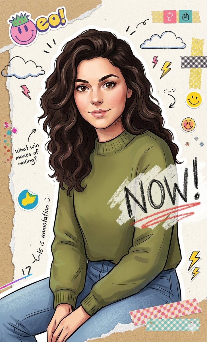 Vibrant Sticker Art Illustration of a Young Woman — example 2