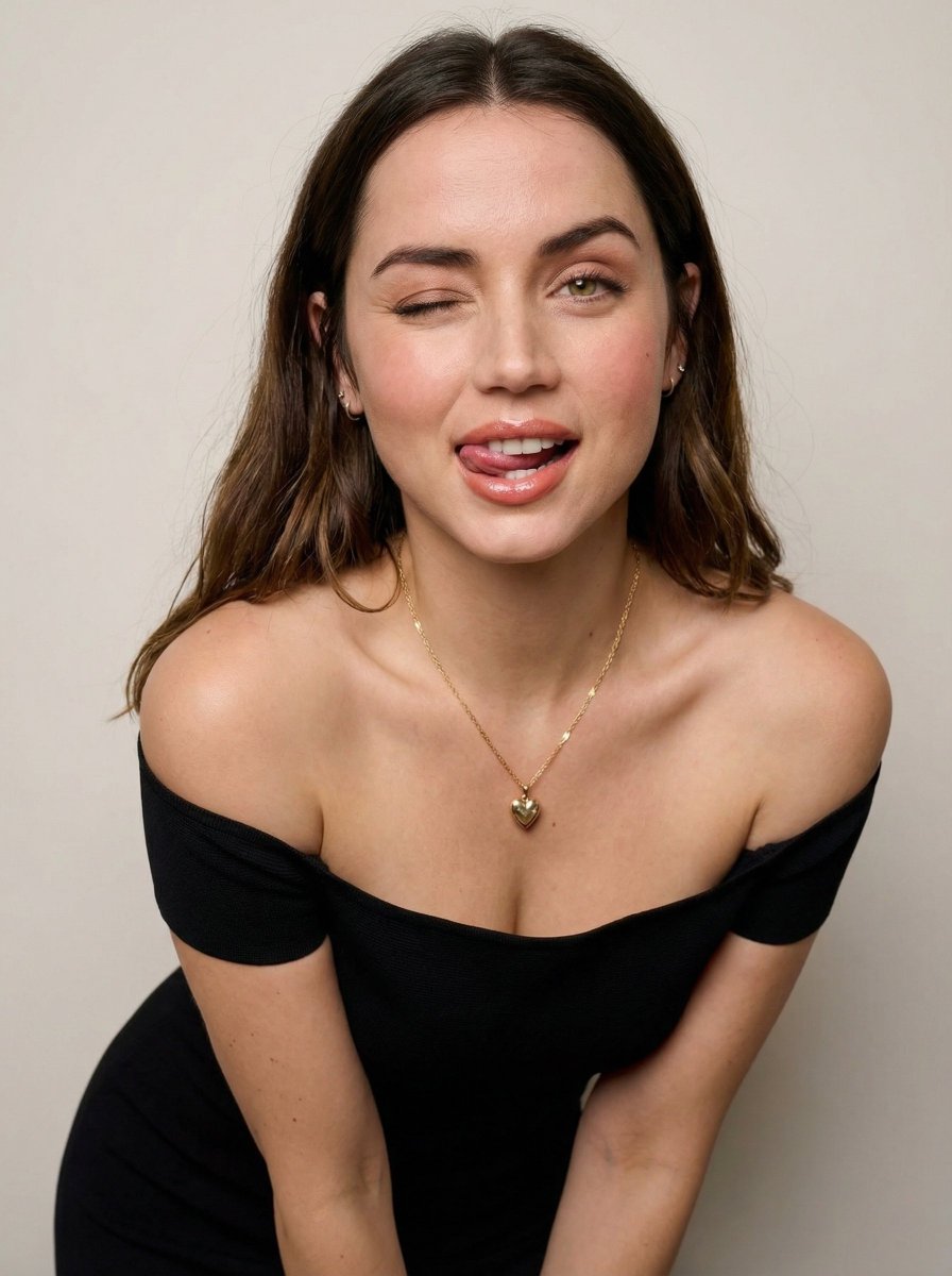 Clean Minimal Studio Portrait with Playful Wink — example 2