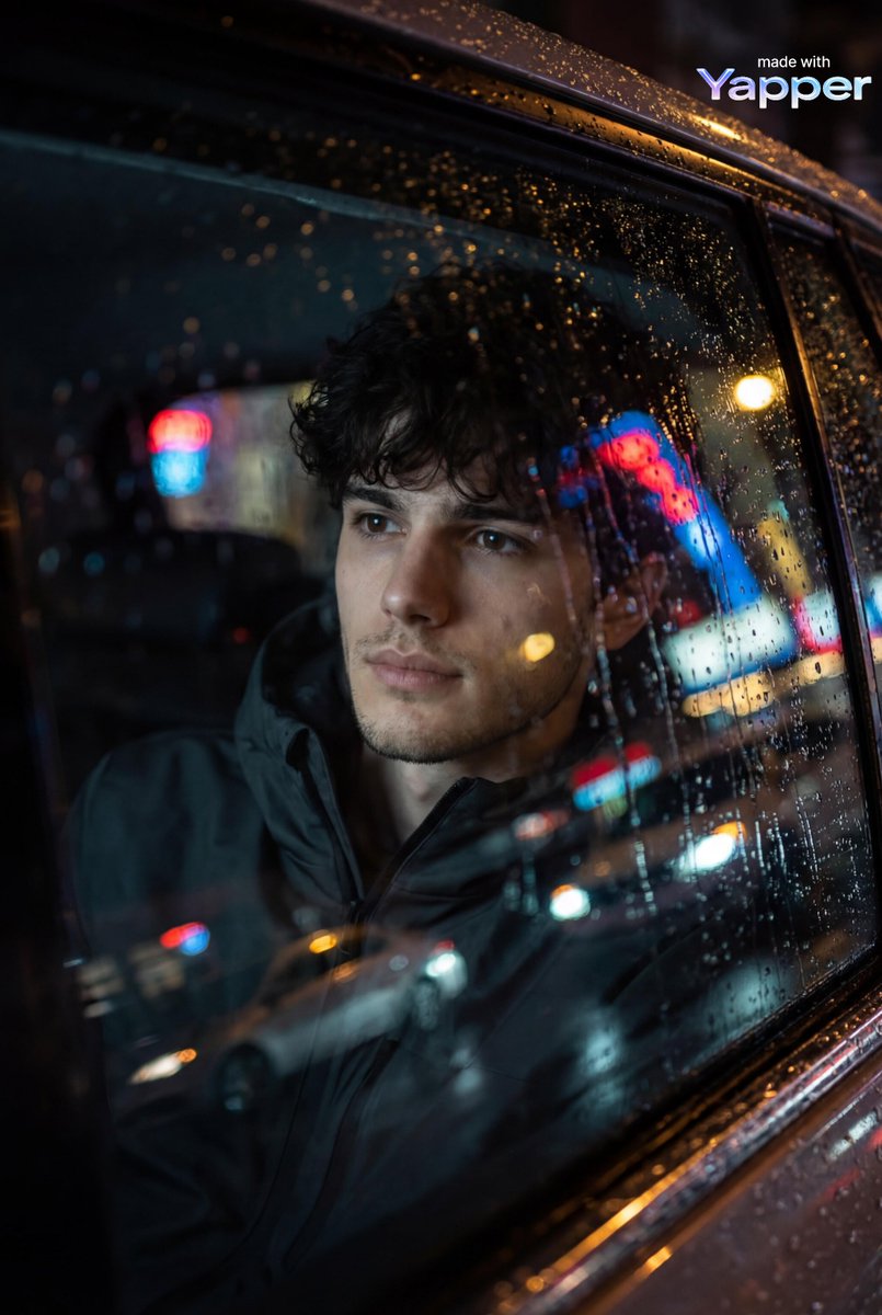 Cinematic Photo Inside a Car at Night with Rain — example 2