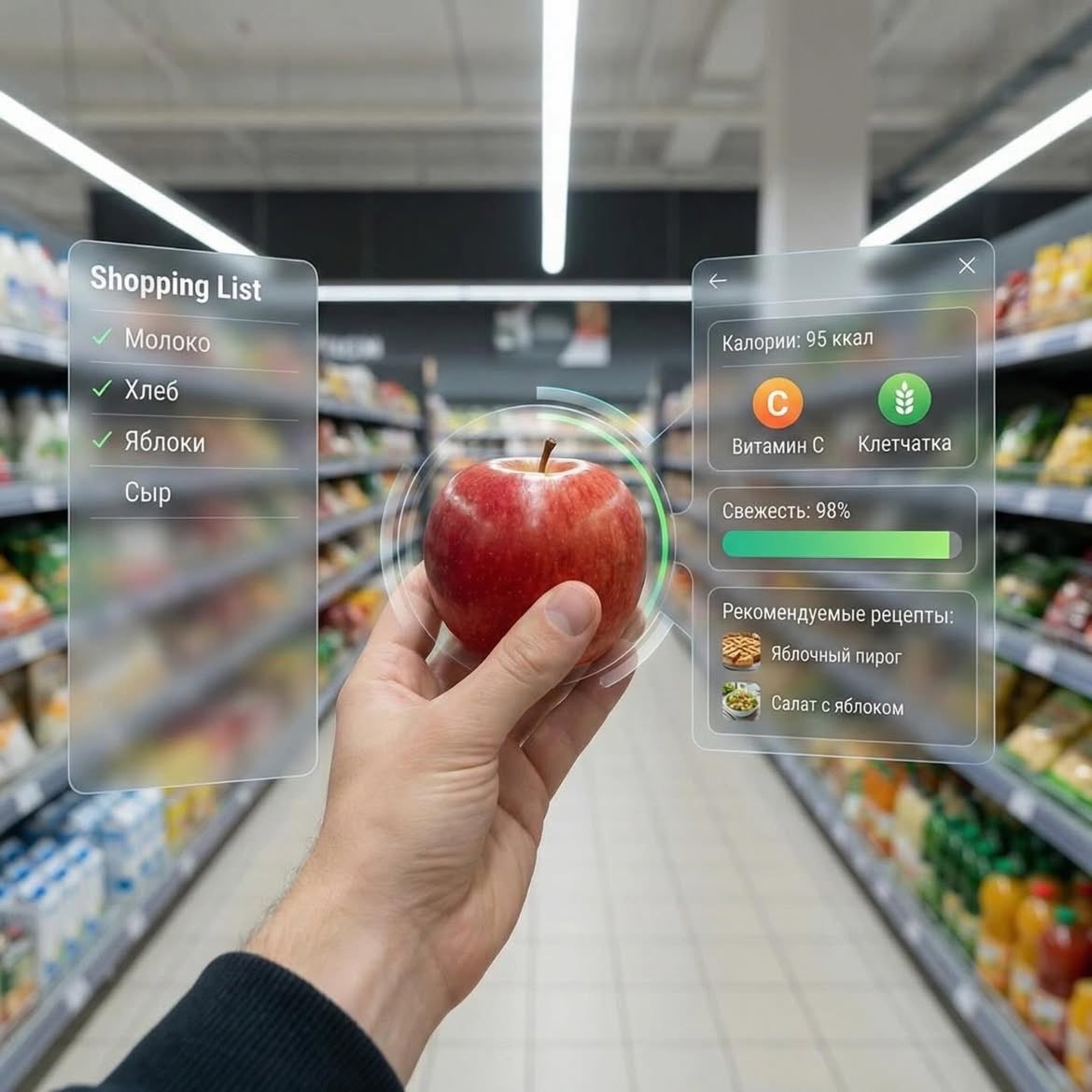 Augmented Reality UI Overlays on Food Items — example 2
