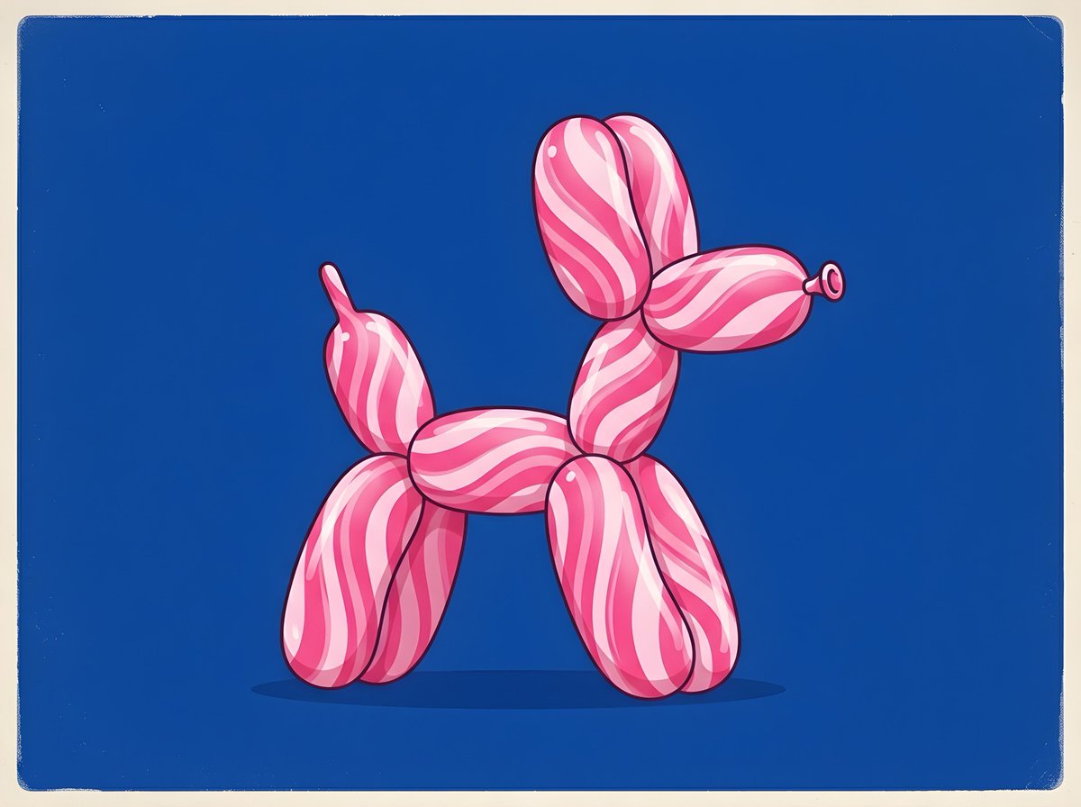 Retro Minimalist Balloon Dog Illustration — example 1