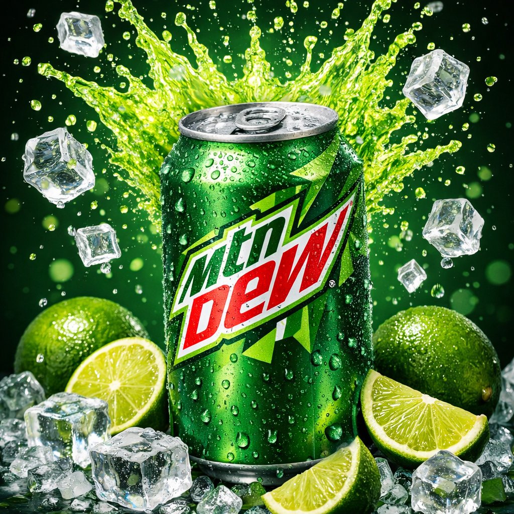 High-Contrast Mountain Dew Can Product Shot — example 2