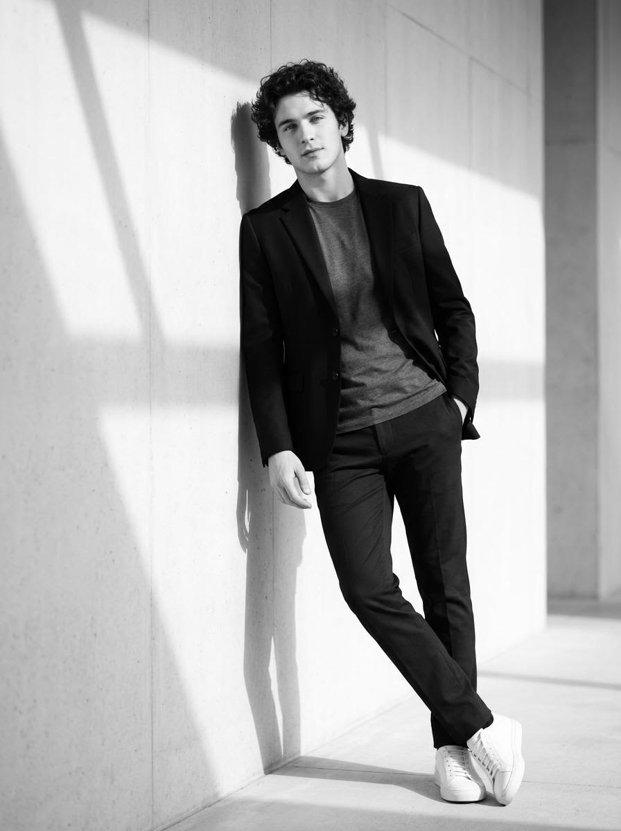 High-Contrast Black and White Cinematic Portrait