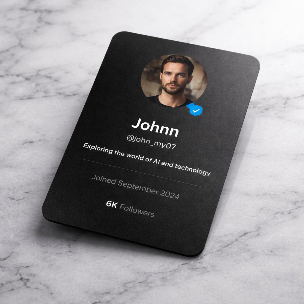High-End Editorial Photoshoot of a Social Media Profile Card — example 2