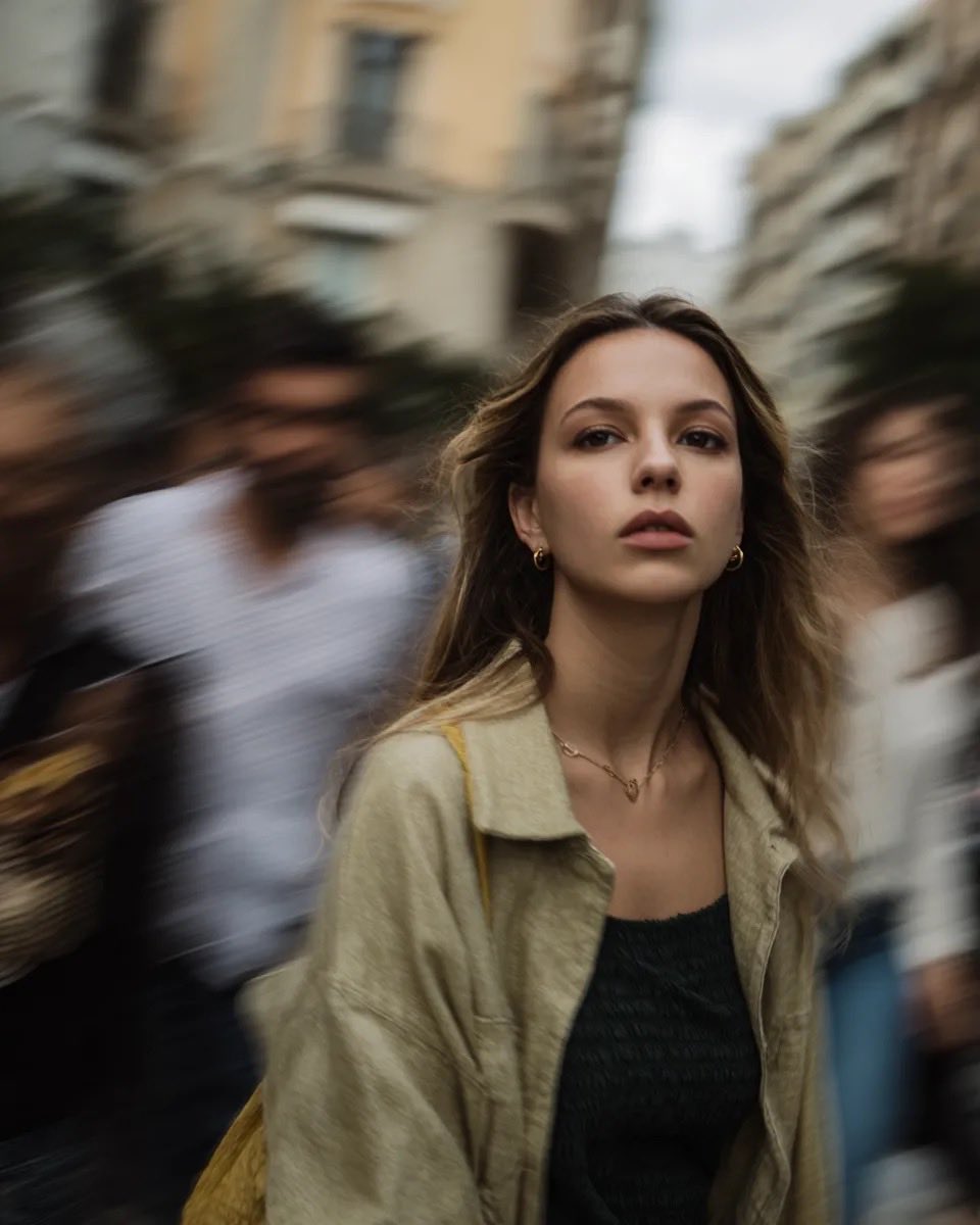 Cinematic Street Portrait with Motion Blur — example 2