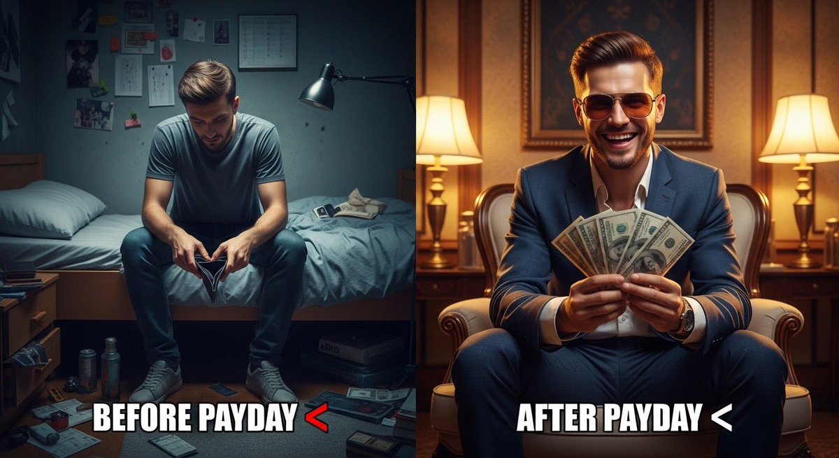 Split Scene 'Before and After Payday' Prompt for Nano Banana Pro