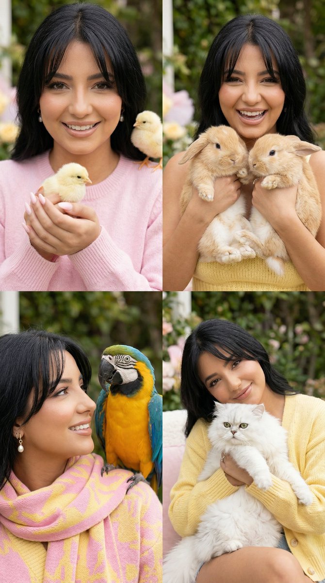 2x2 Grid Cute Animal Fashion Editorial Prompt — example 1