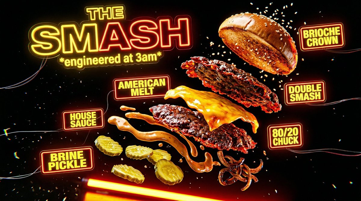 Neon Explosion Smash Burger — example 1