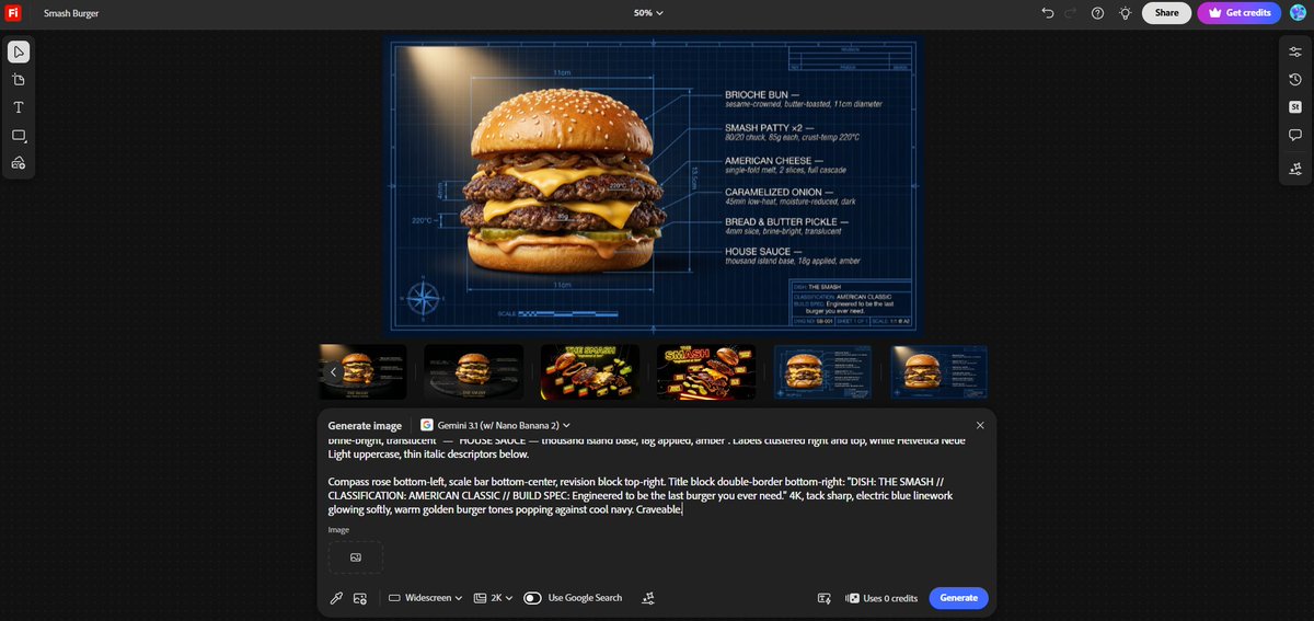 Technical Architectural Blueprint of a Smash Burger — example 2