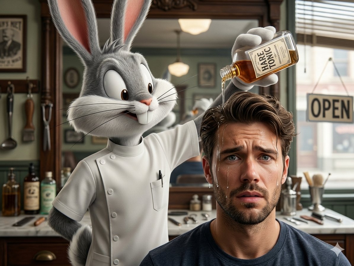 Hyper-Realistic Bugs Bunny Barber Scene — example 1
