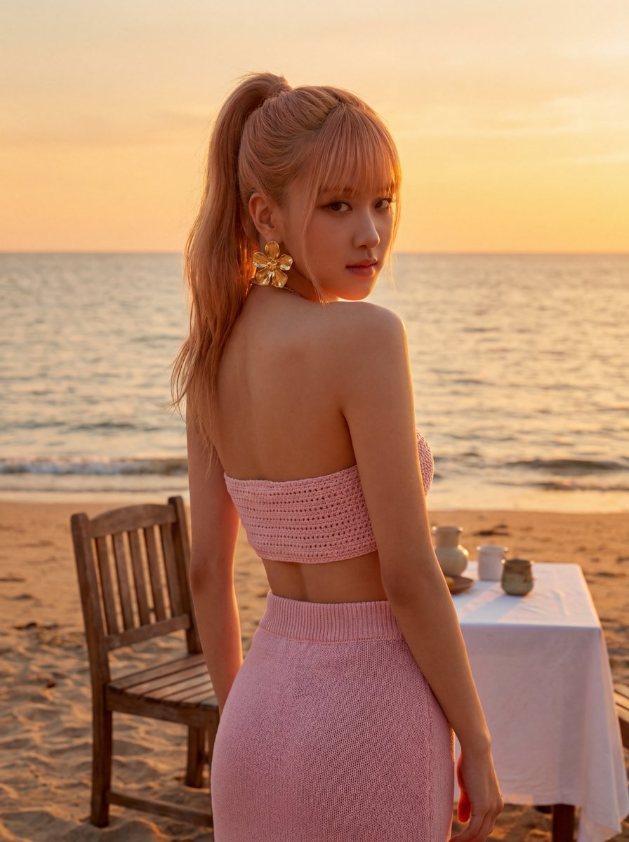 Rosé (BLACKPINK) at Sunset Beach — example 1