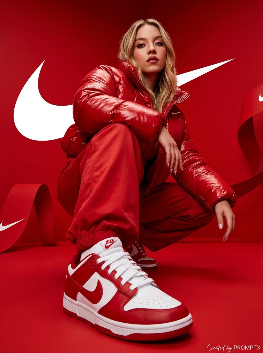 Hyper-Realistic Streetwear Campaign in Red — example 1