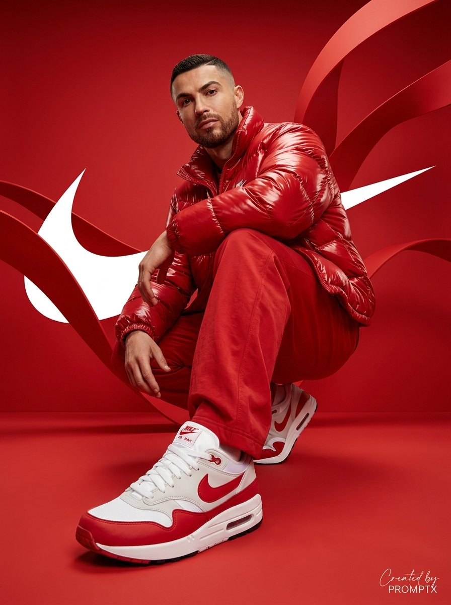 Hyper-Realistic Streetwear Campaign in Red — example 2