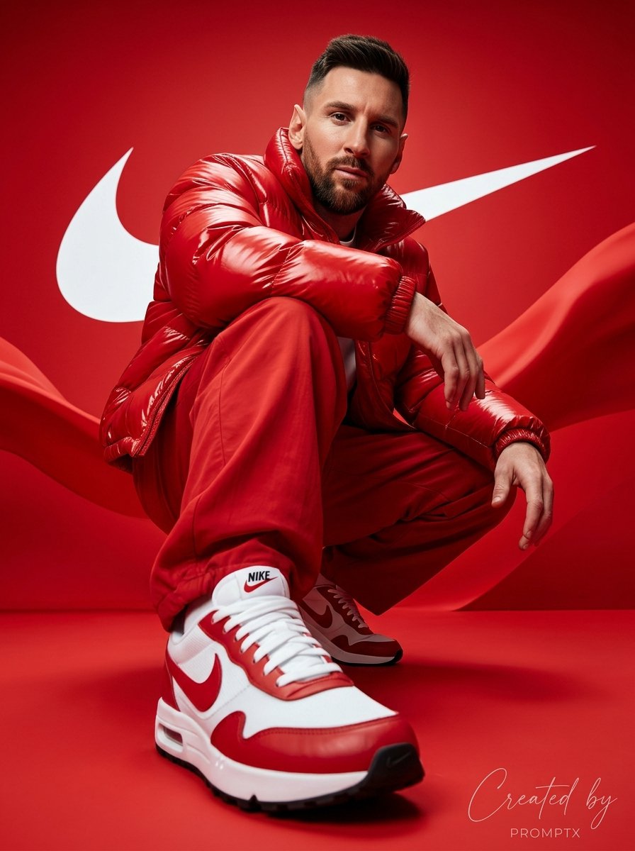 Hyper-Realistic Streetwear Campaign in Red — example 3