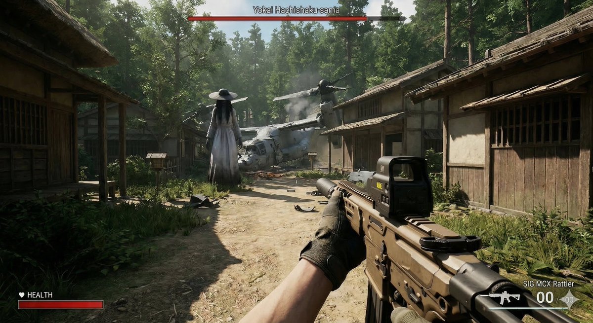 Human VS. Yokai Haxtusyaku-sama in FPS Game Style — example 1