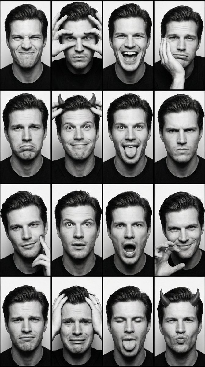 Black and White Photobooth Expression Grid — example 1