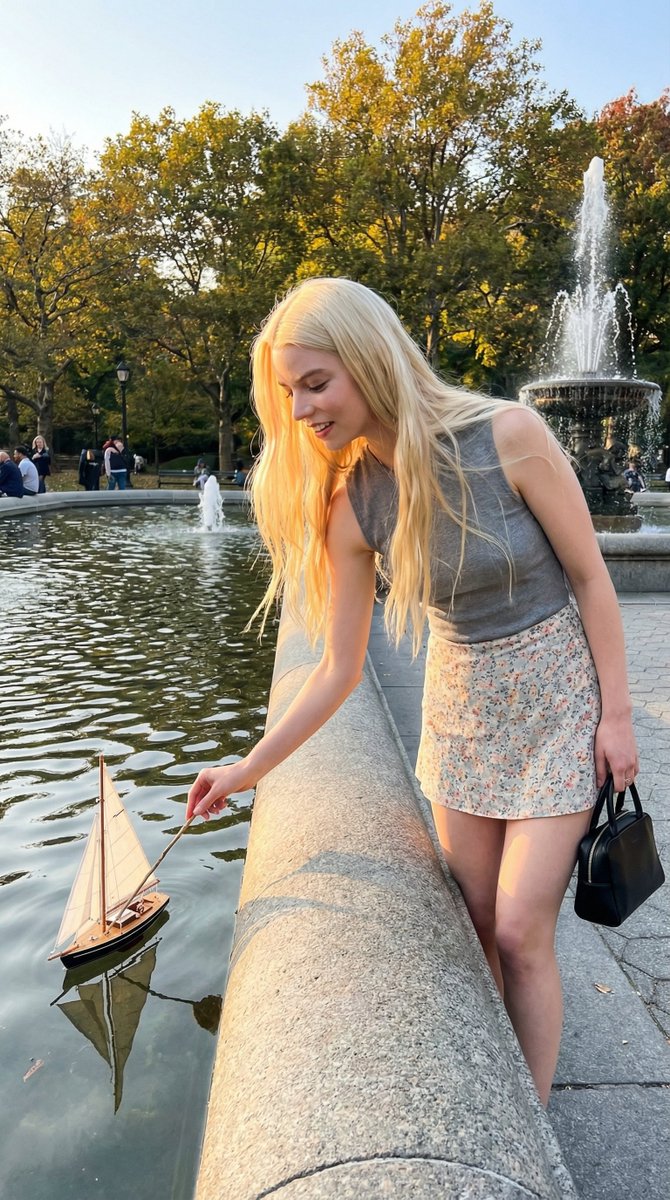 Park Fountain Lifestyle Photo with Sailboats — example 1
