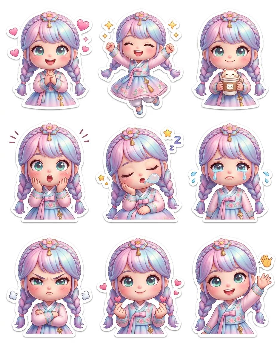 Pixar-Style Chibi Sticker Sheet