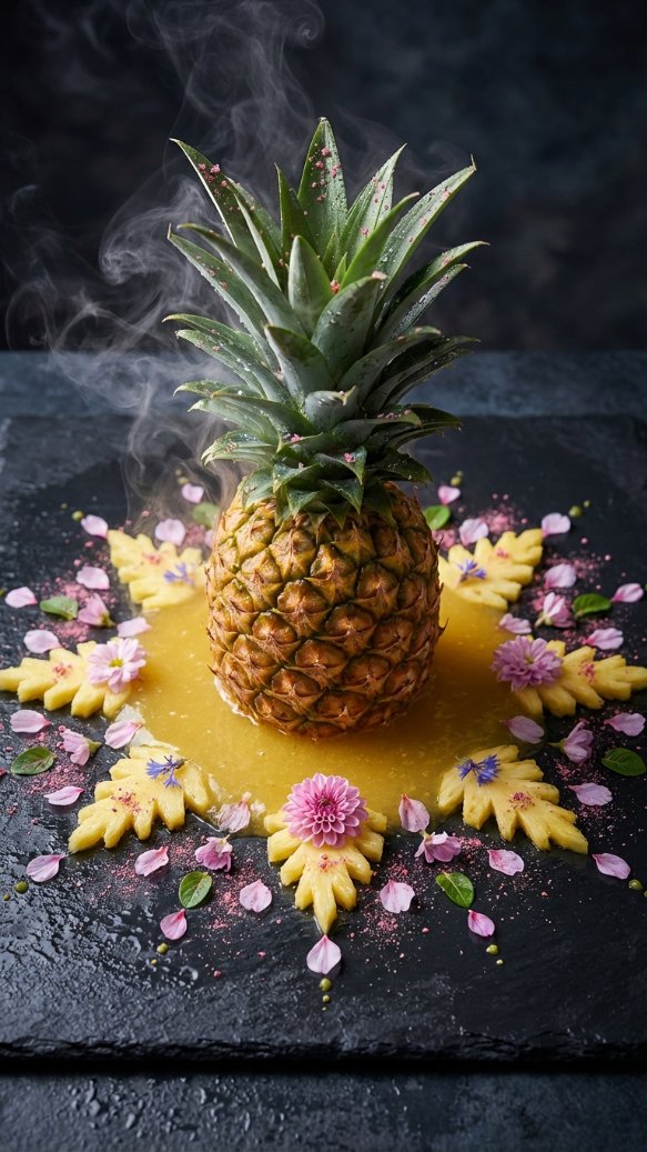 Hyper-realistic Macro Photo of Pineapple in Juice — example 1