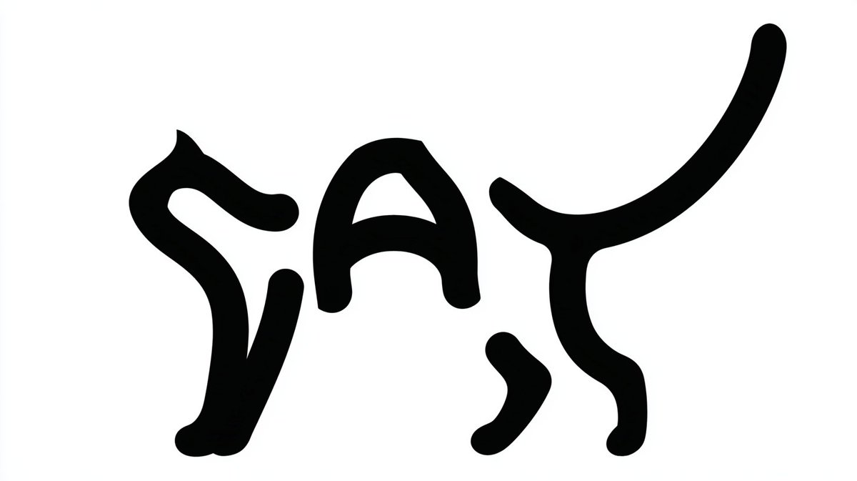 Monochrome Typographic Cat Illustration — example 1