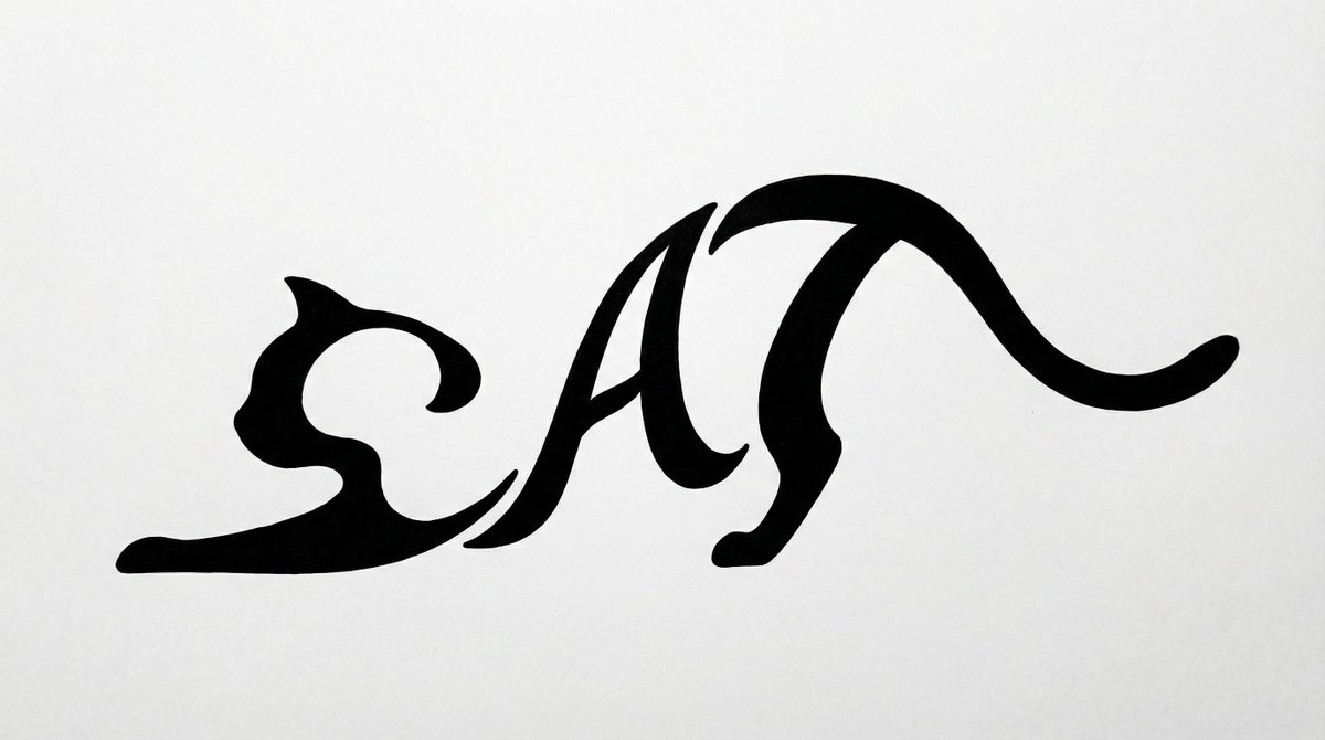 Monochrome Typographic Cat Illustration — example 2