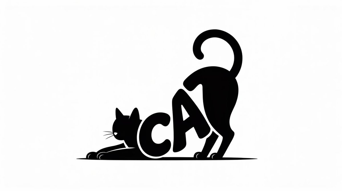 Monochrome Typographic Cat Illustration — example 3