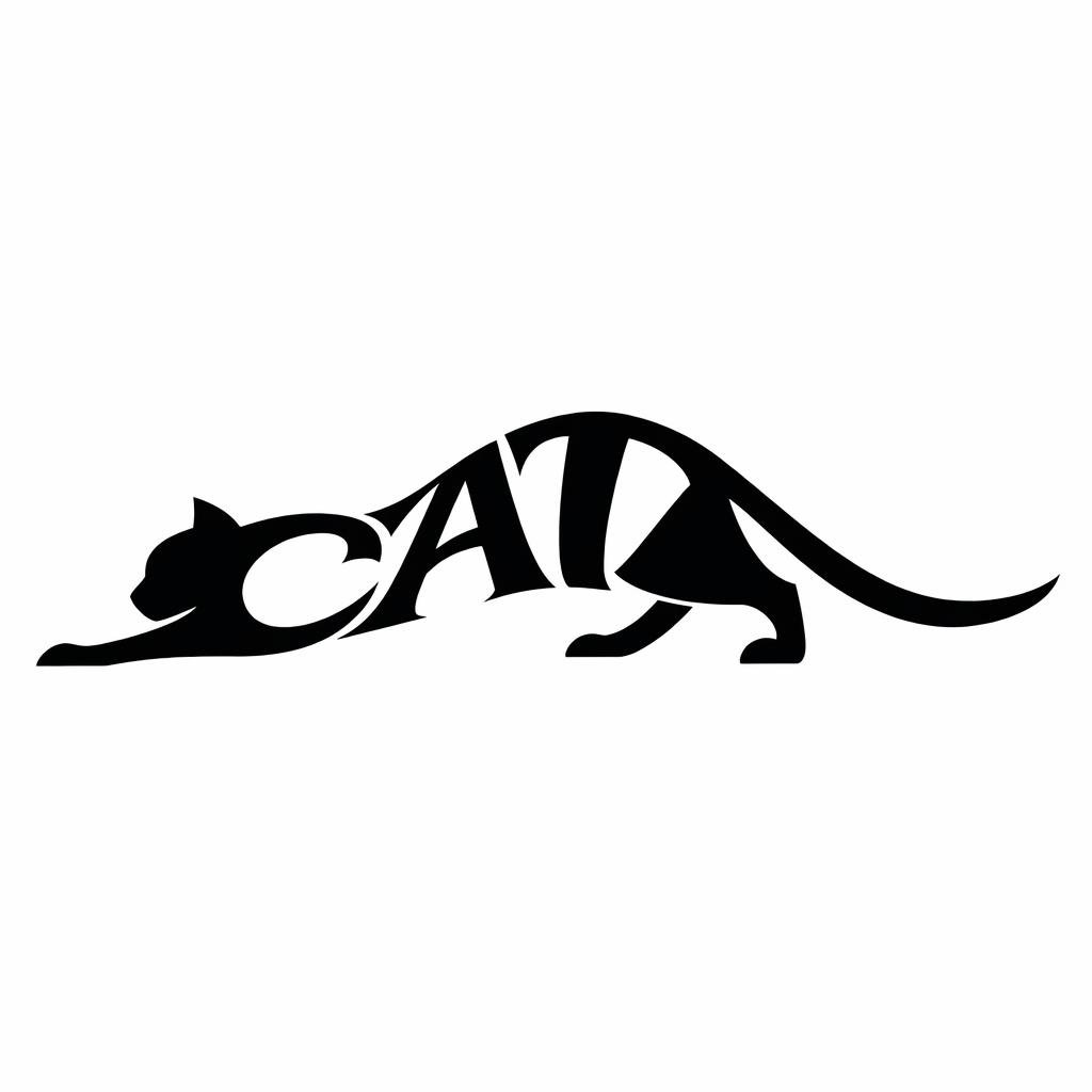 Monochrome Typographic Cat Illustration — example 4