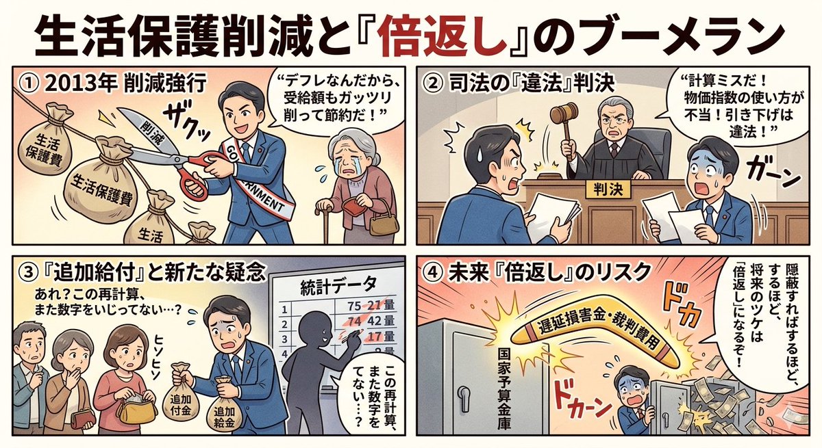 Four-Panel Manga: Boomerang of Double Repayment — example 1