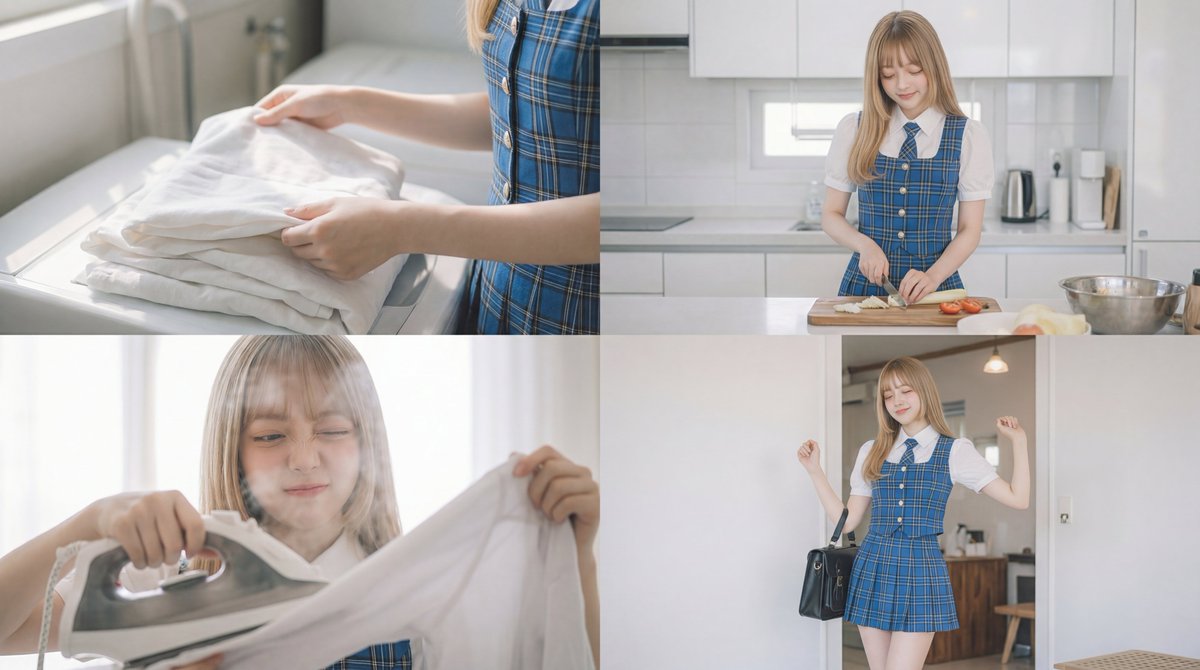 Cinematic Scene Prompt for Woman Doing Chores — example 1