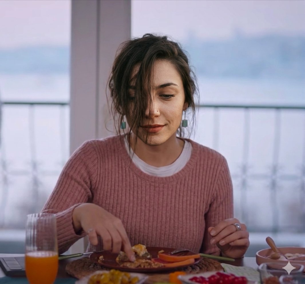 Cinematic Realism of Morning Breakfast on a Balcony