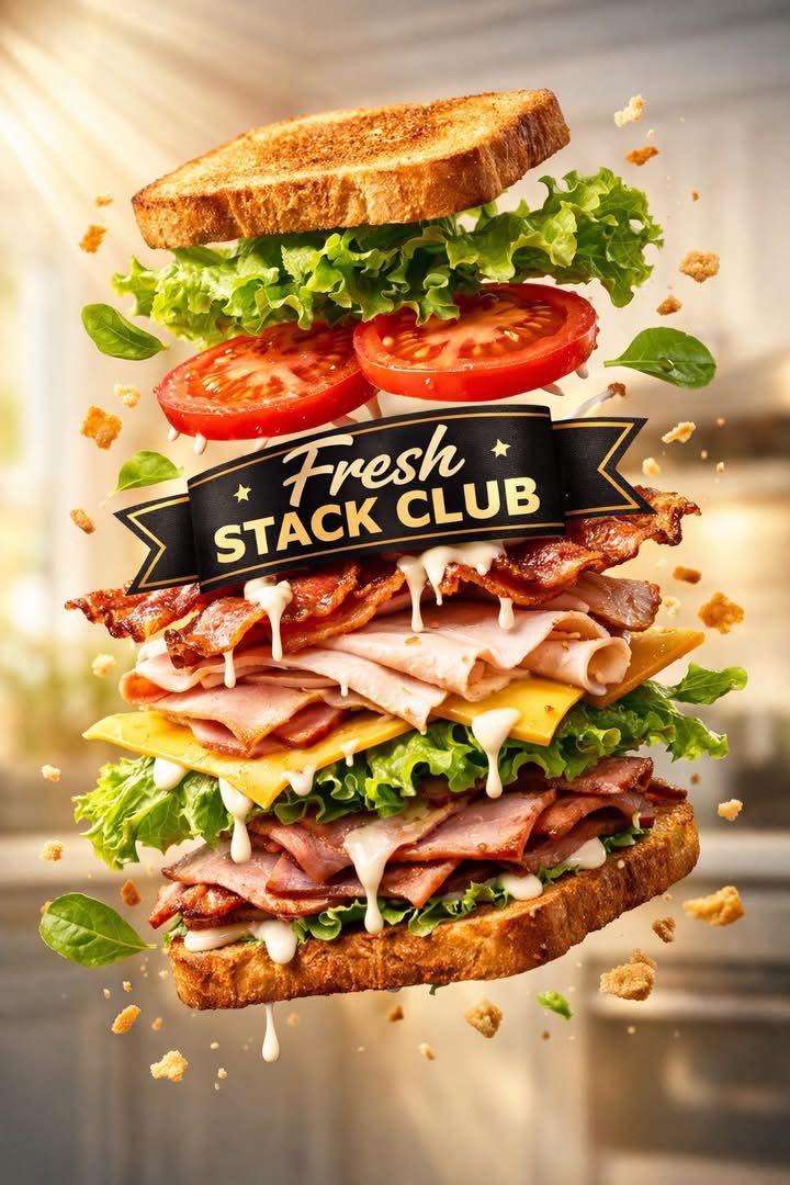Exploded Tilt View Sandwich Product Photography — example 1