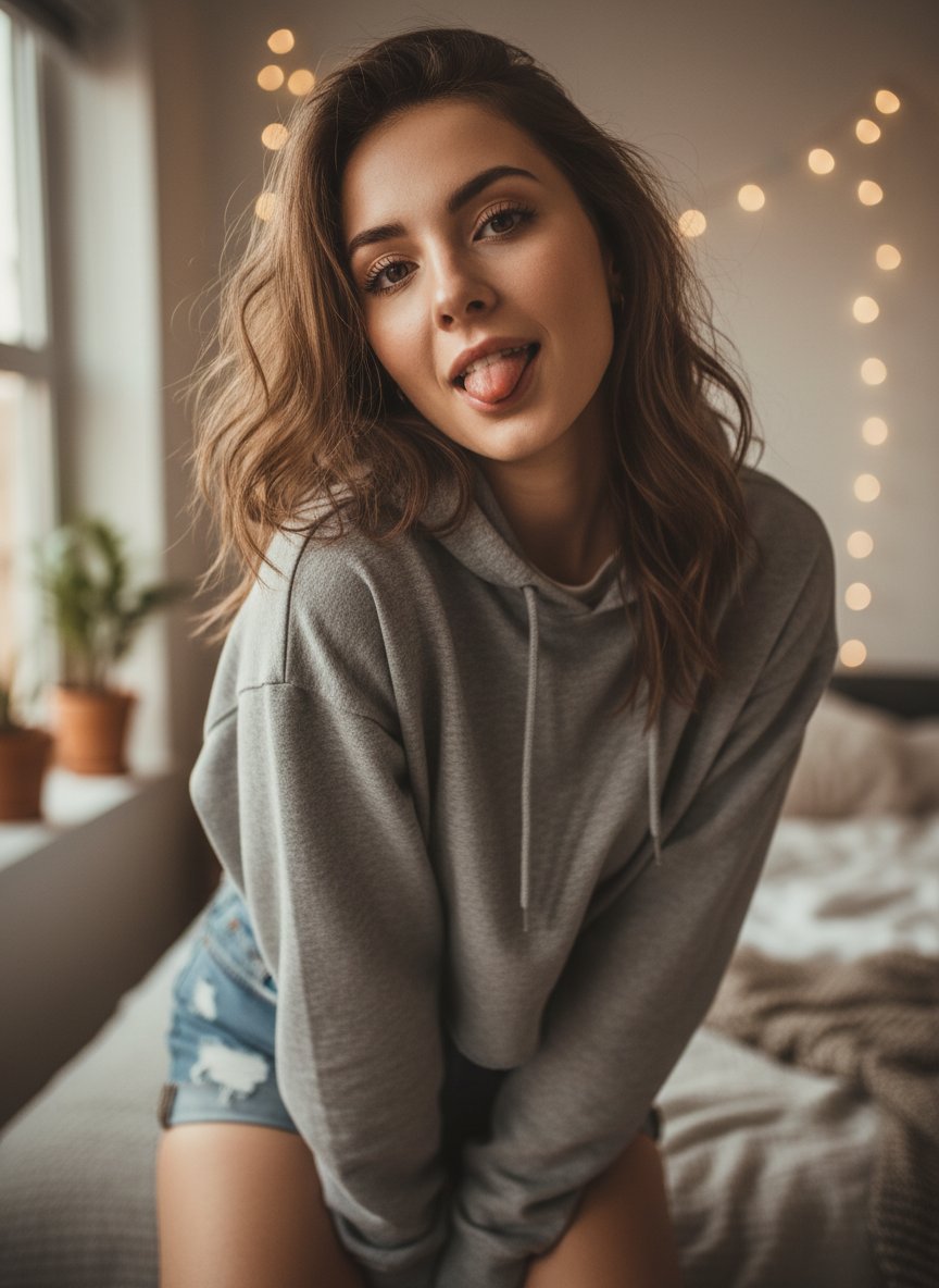 Playful Tongue Out Lifestyle Portrait — example 3