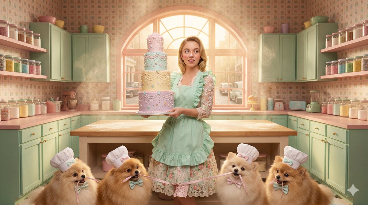 Wes Anderson-Inspired Sydney Sweeney Pastry Chef
