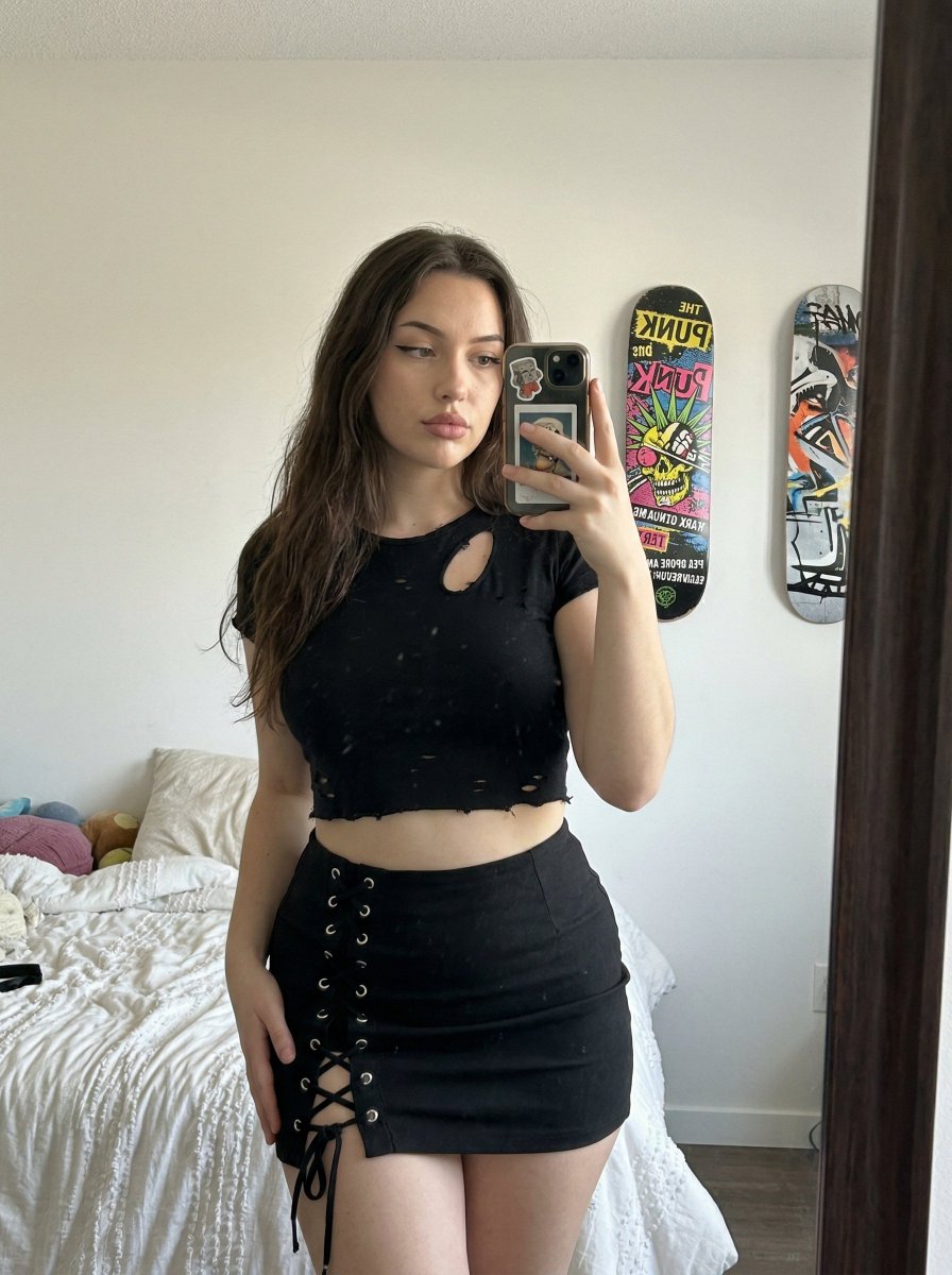 Realistic Curvy Woman Mirror Selfie — example 1