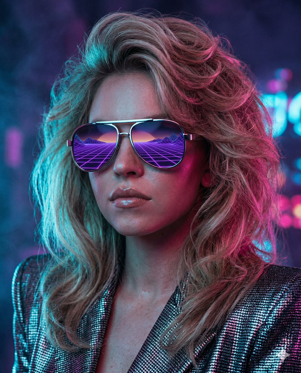 Sydney Sweeney 80s Retro-Futuristic Synthwave Portrait