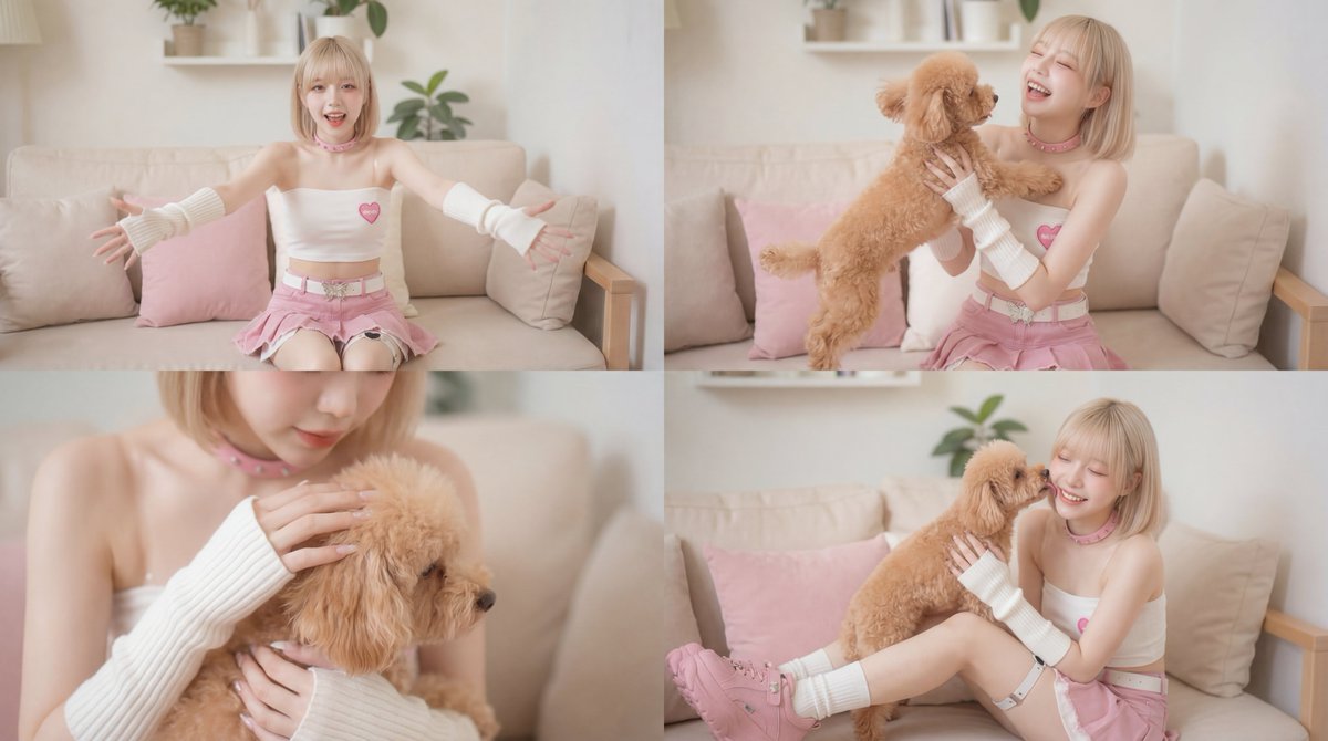 Cinematic Scene of Person Hugging a Toy Poodle — example 1