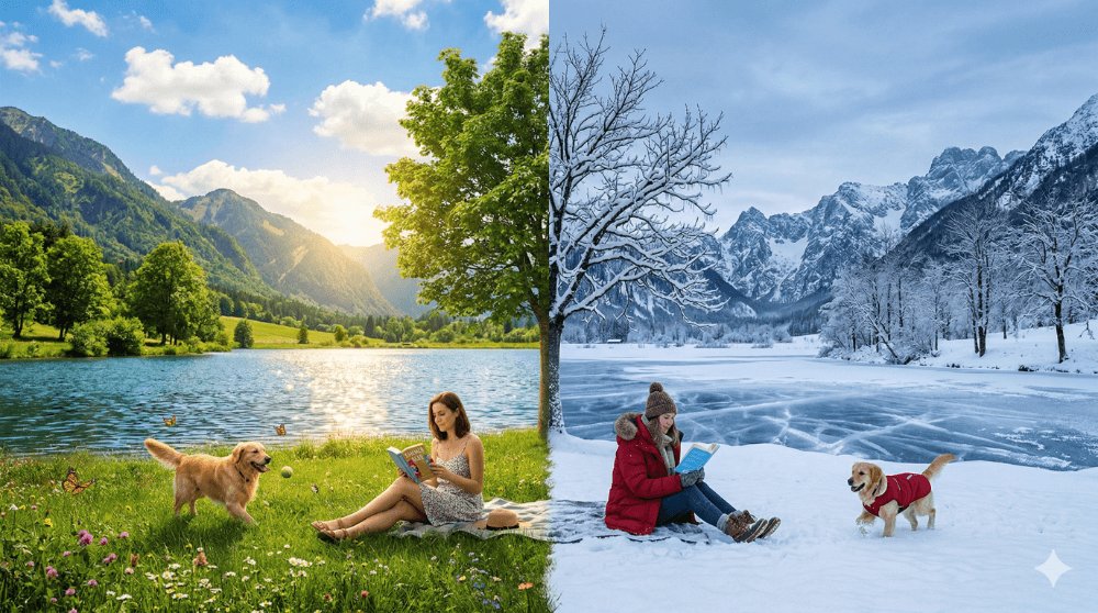Surreal Seasonal Split Landscape