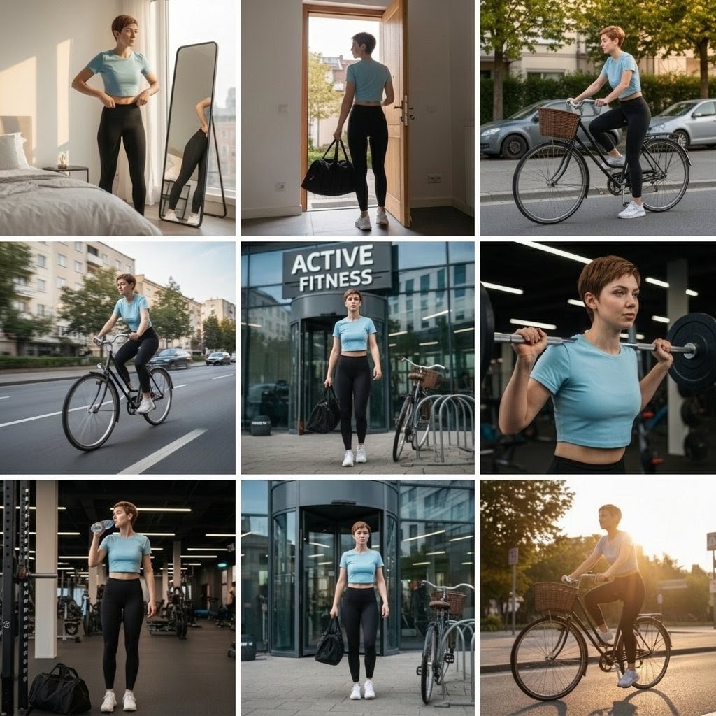 9-Photo Cinematic Collage for a Gym Girl's Fitness Journey — example 1